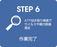 STEP 6｜作業完了ATP拭き取り検査でウイルスや菌の数値測定
